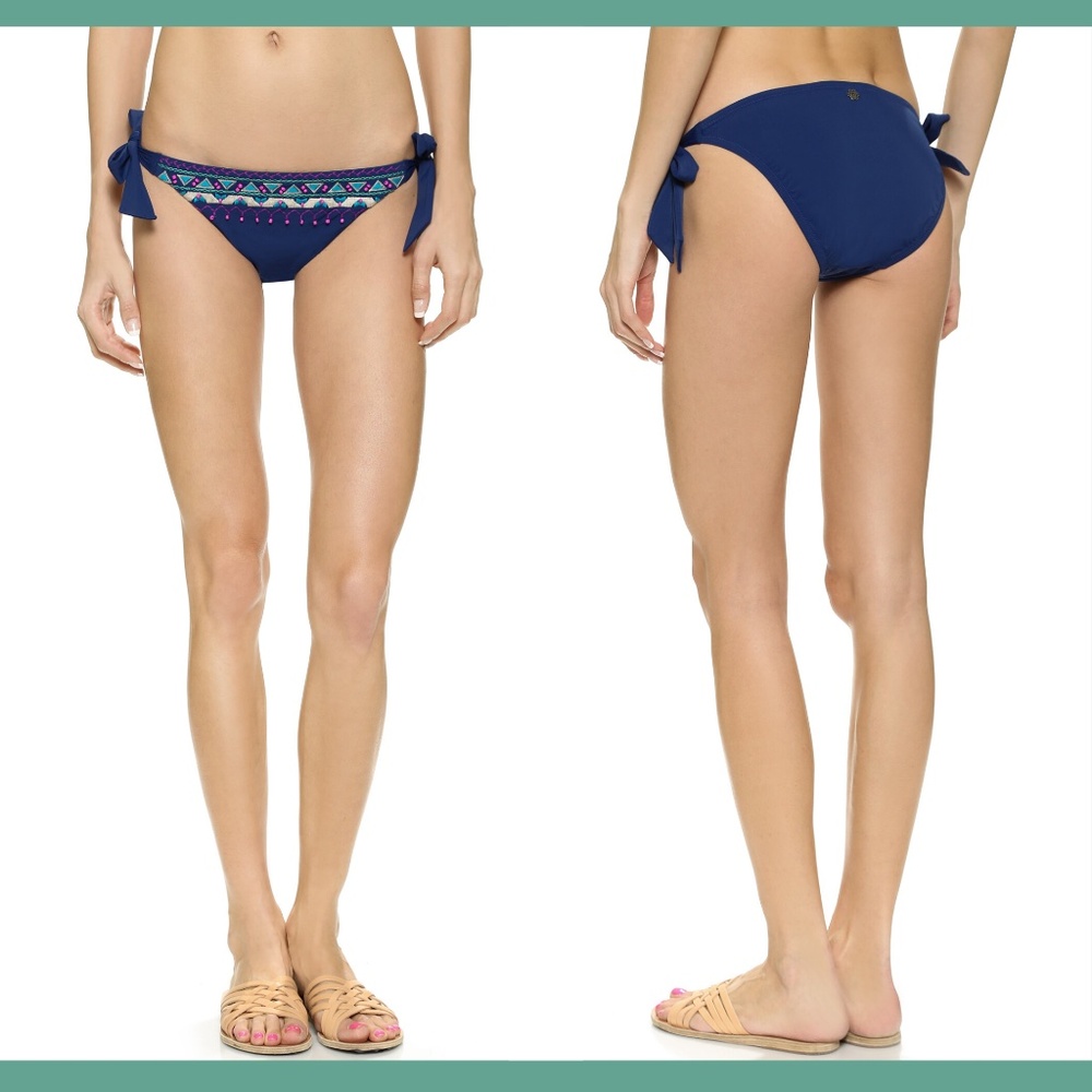 NWT Nanette Lepore Costa Vamp Embroidered Beaded‎ Bikini Bottom [SZ Large ]